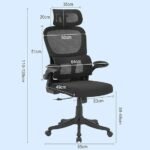 Cadeira de escritório, design ergonômico com suporte lombar independente, malha respirável e encosto de cabeça ajustável (Preto)