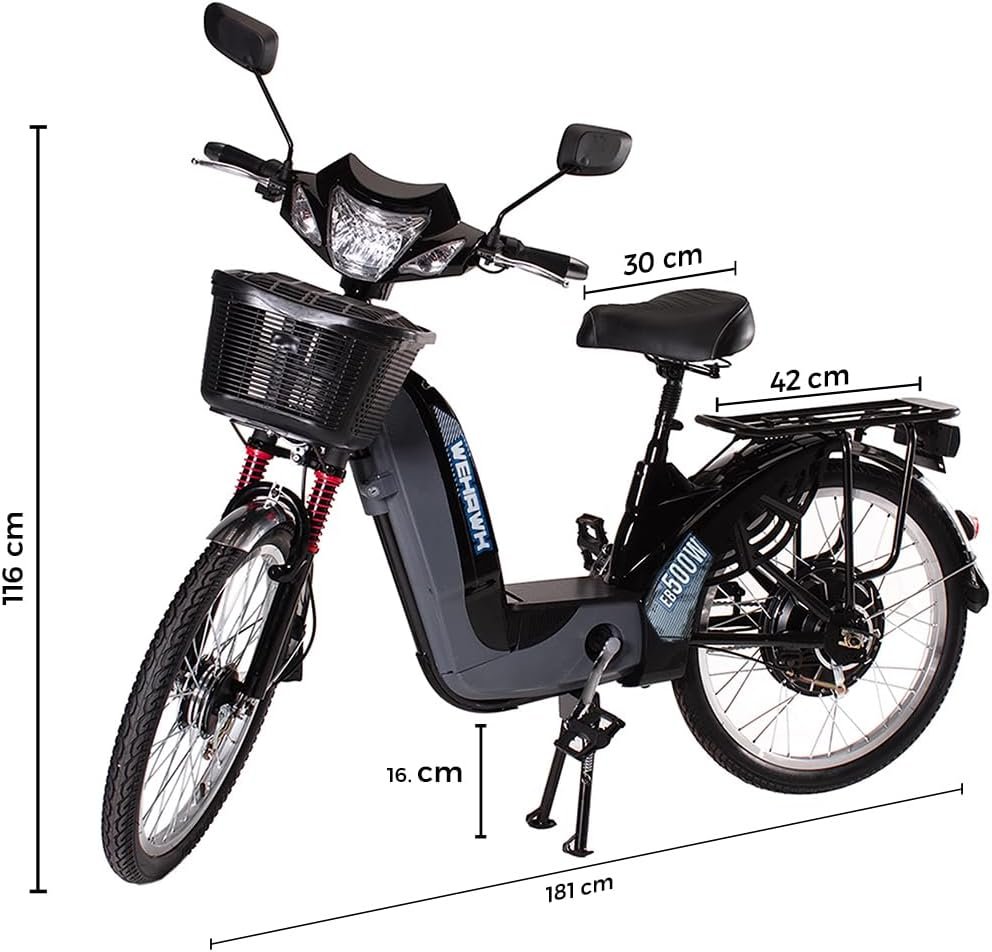 612ghYmtdzL._AC_SL1200_ Bicicleta Elétrica Motor 500w Wehawk Hw03 Bateria Recarregável - Imagem 1