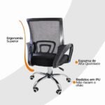 Kit 4 Cadeiras de Escritorio Begonia Tela Mesh Ergonomica - Preto - Imagem 4