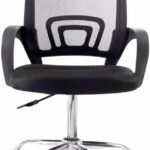 Cadeira de Escritório Secretária Base Cromada com Rodinha Fortt Roma Preta - CSF06-P