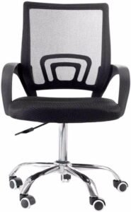 Cadeira de Escritório Secretária Base Cromada com Rodinha Fortt Roma Preta - CSF06-P