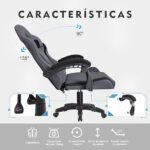 Cadeira Gamer Python Fly em tecido, respirável e ecológica, ângulo ajustável (Cinza Escuro) - Imagem 3