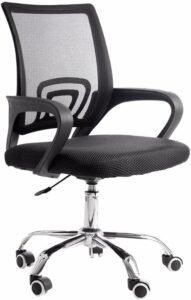 Cadeira de Escritório Secretária Base Cromada com Rodinha Fortt Roma Preta - CSF06-P - Imagem 2