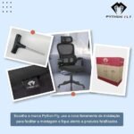 Cadeira de escritório, design ergonômico com suporte lombar independente, malha respirável e encosto de cabeça ajustável (Preto) - Imagem 4