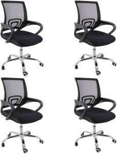 Kit 4 Cadeiras de Escritorio Begonia Tela Mesh Ergonomica - Preto