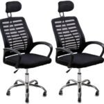 Kit 2 Cadeiras Escritório Diretor Tela Mesh Encosto De Cabeça + Ebook