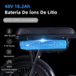 BEMMY Bicicleta Elétrica para Adultos, Pneu Largo de 20” x 4”, Motor Sem Escova de 1000W e 90NM, Bicicleta Elétrica de Motocicleta de 7 Velocidades, Bateria de 48V, até 50 Km/h (Preto) - Imagem 8