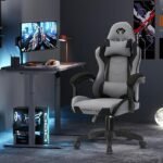 Cadeira Gamer Python Fly em tecido, respirável e ecológica, ângulo ajustável (Cinza Escuro)