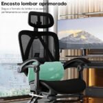 Cadeira de escritório ergonômica reclinável até 145° com apoio para os pés, almofada de ar, cabide e apoio de cabeça ajustável – Gamer e home office (Preto) - Imagem 4