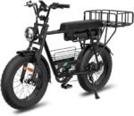 BEMMY Bicicleta Elétrica para Adultos, Pneu Largo de 20” x 4”, Motor Sem Escova de 1000W e 90NM, Bicicleta Elétrica de Motocicleta de 7 Velocidades, Bateria de 48V, até 50 Km/h (Preto)