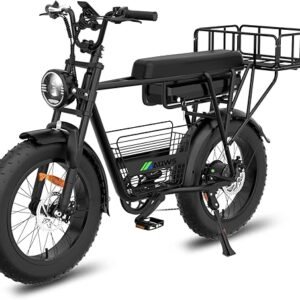 BEMMY Bicicleta Elétrica para Adultos, Pneu Largo de 20” x 4”, Motor Sem Escova de 1000W e 90NM, Bicicleta Elétrica de Motocicleta de 7 Velocidades, Bateria de 48V, até 50 Km/h (Preto)