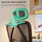 Cadeira de escritório ergonômica reclinável até 145° com apoio para os pés, almofada de ar, cabide e apoio de cabeça ajustável – Gamer e home office (Preto) - Imagem 6