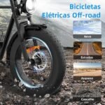 BEMMY Bicicleta Elétrica para Adultos, Pneu Largo de 20” x 4”, Motor Sem Escova de 1000W e 90NM, Bicicleta Elétrica de Motocicleta de 7 Velocidades, Bateria de 48V, até 50 Km/h (Preto) - Imagem 6