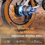 BEMMY Bicicleta Elétrica para Adultos 1000W(Pico de 1500W), Pneu Largo de 20x4”, Bicicleta Elétrica de Motocicleta de 7 Velocidades, Bateria de 48V 20.3A. A única Loja Autorizada "Bemmy-BR". - Imagem 4