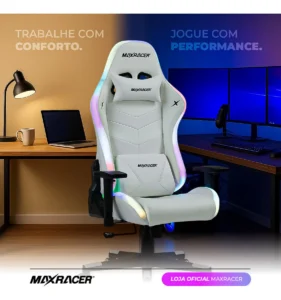 Cadeira Gamer Rgb Couro Giratória Led Iluminação Rodas Ergonômico Ajustavel Colorida Reclinável Confortavel Compatível com Alexa, Google Assistente e Wi-Fi - Imagem 8