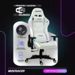 Cadeira Gamer Rgb Couro Giratória Led Iluminação Rodas Ergonômico Ajustavel Colorida Reclinável Confortavel Compatível com Alexa, Google Assistente e Wi-Fi - Imagem 4