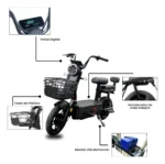 Bicicleta Elétrica Nado C2 1000W Bateria Removível 48V 60km Preto - Imagem 6