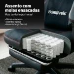 Cadeira Gamer Premium Belmóveis BM2 Molas Ensacadas Reclinável 135° 150kg - Imagem 3