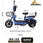 Bicicleta Elétrica Scooter 500w Velocidade 32km/h Wehawk Basket 2024 Cor Índigo