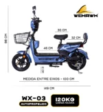 Bicicleta Elétrica Scooter 500w Velocidade 32km/h Wehawk Basket 2024 Cor Índigo