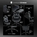 Cadeira Gamer Premium Belmóveis BM2 Molas Ensacadas Reclinável 135° 150kg - Imagem 2