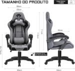 Cadeira Gamer Python Fly em tecido, respirável e ecológica, ângulo ajustável (Cinza Escuro) - Imagem 3