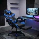 Cadeira De Escritório Gamer Nitro Ergonômica Estofado Couro Sintético Reclinável Altura Ajustável Apoio Para Pés Cor Preto Luvinco