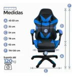 Cadeira De Escritório Gamer Nitro Ergonômica Estofado Couro Sintético Reclinável Altura Ajustável Apoio Para Pés Cor Preto Luvinco - Imagem 2