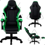 Cadeira Gamer Ergonômica Dunamis Verde Marqs Home Reclinável Apoio De Pernas Almofada Pescoço Lombar Base Giratória - Imagem 3