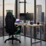 Cadeira Gamer Ergonômica Dunamis Verde Marqs Home Reclinável Apoio De Pernas Almofada Pescoço Lombar Base Giratória - Imagem 5