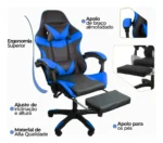 Cadeira De Escritório Gamer Nitro Ergonômica Estofado Couro Sintético Reclinável Altura Ajustável Apoio Para Pés Cor Preto Luvinco - Imagem 8