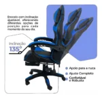 Cadeira De Escritório Gamer Nitro Ergonômica Estofado Couro Sintético Reclinável Altura Ajustável Apoio Para Pés Cor Preto Luvinco - Imagem 10