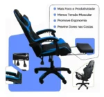 Cadeira De Escritório Gamer Nitro Ergonômica Estofado Couro Sintético Reclinável Altura Ajustável Apoio Para Pés Cor Preto Luvinco - Imagem 12