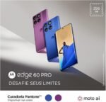 Smartphone Motorola Edge 60 PRO 5G - 256GB 24GB (12GB RAM+12GB Ram Boost) Tela Quad-Curve moto AI 50MP Sony Camera ultrarresistencia militar IP68 + IP69 - Azul Marinho