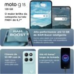 Smartphone Motorola Moto g15-128GB 12GB (4GB RAM+8GB Ram Boost) e Camera 50MP com AI e Night Vision Bateria de 5200 mAh Tela FHD+ 6.7" com Superbrilho NFC Azul Escuro (cópia) - Imagem 7