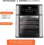 MONDIAL Fritadeira Air Fryer Forno Oven 12L, Preto/Inox, 2000W, 110V - AFON-12L-BI - Imagem 8