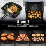 Electrolux Air Fryer Forno 5 em 1 12L 1700W Digital 1 Bandeja Antiaderente 5 modos preparo 7 Receitas Programadas Aviso Sonoro Fritadeira Elétrica sem Óleo Forno Bancada EAF85 Grafite 127V - Imagem 7