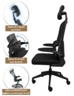 Cadeira Escritório Ergonômica Suporte Lombar Estofado Mesh - Imagem 2
