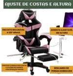 Cadeira De Escritório Gamer Nitro Ergonômica Estofado Couro Sintético Reclinável Altura Ajustável Apoio Para Pés Cor Rosa - Imagem 2