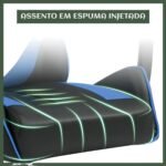 Cadeira De Escritório Gamer Nitro Ergonômica Estofado Couro Sintético Reclinável Altura Ajustável Apoio Para Pés Cor Azul - Imagem 2