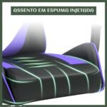 Cadeira De Escritório Gamer Nitro Ergonômica Estofado Couro Sintético Reclinável Altura Ajustável Apoio Para Pés Cor Roxo Luvinco - Imagem 3