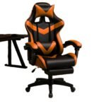 Cadeira De Escritório Gamer Nitro Ergonômica Estofado Couro Sintético Reclinável Altura Ajustável Apoio Para Pés Cor Laranja - Imagem 2