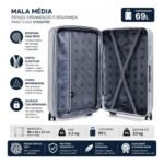Mala Média Premium 23kg Abs+pc Expansível Tsa 360 Ika Unika - Imagem 3