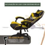 Cadeira De Escritório Gamer Nitro Ergonômica Estofado Couro Sintético Reclinável Altura Ajustável Apoio Para Pés Cor Dourado - Imagem 2