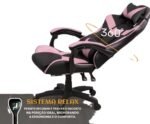 Cadeira De Escritório Gamer Nitro Ergonômica Estofado Couro Sintético Reclinável Altura Ajustável Apoio Para Pés Cor Rosa - Imagem 3