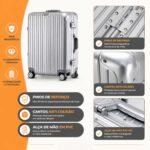 Mala De Bordo 10 Kgs Pequena Com Rodinhas Duplas 360° 20 Polegadas Medidas Anac Viagem Avião Azul Gol Latam Feminina Masculina Trava Tsa Dupla Abs Cor Cinza - Imagem 4