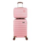 Kit Mala De Viagem Bordo Mão Pequena 10kg Abs Cadeado 360 Rosa