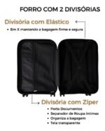 Mala Viagem/bordo 10kg Rodas Dupla 360° Cadeado Acoplado - P Cor Preto 8130 - Imagem 2