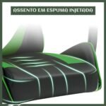 Cadeira De Escritório Gamer Nitro Ergonômica Estofado Couro Sintético Reclinável Altura Ajustável Apoio Para Pés Cor Verde - Imagem 2