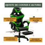 Cadeira De Escritório Gamer Nitro Ergonômica Estofado Couro Sintético Reclinável Altura Ajustável Apoio Para Pés Cor Verde - Imagem 3